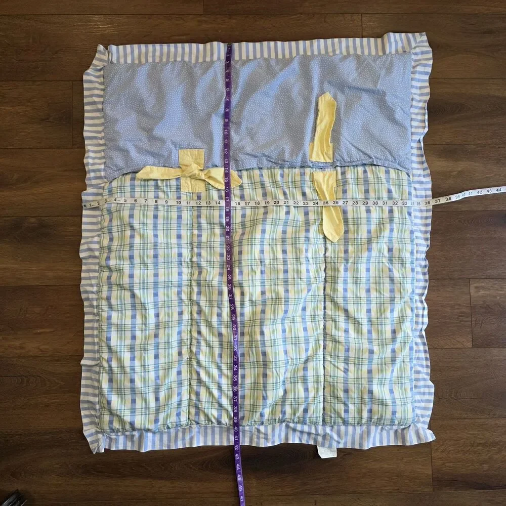 Waverly Baby Crib Comforter Blue Yellow Plaid 36